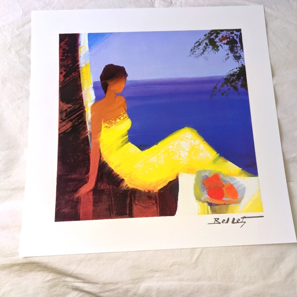 🏈 Emile Bellet EUC art print Beaute Marine woman yellow purple